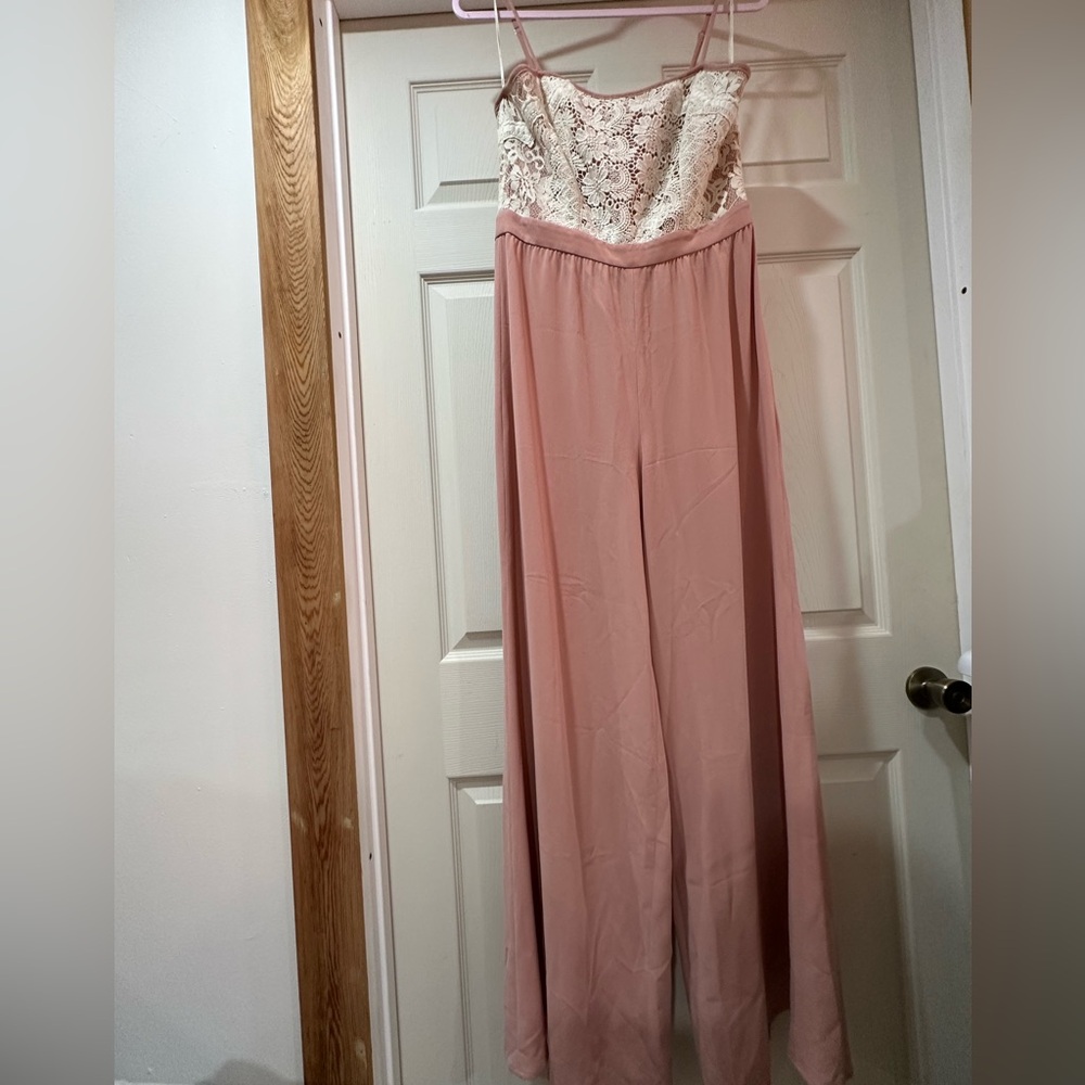 Chic Lace Bodice Blush Jumpsuit